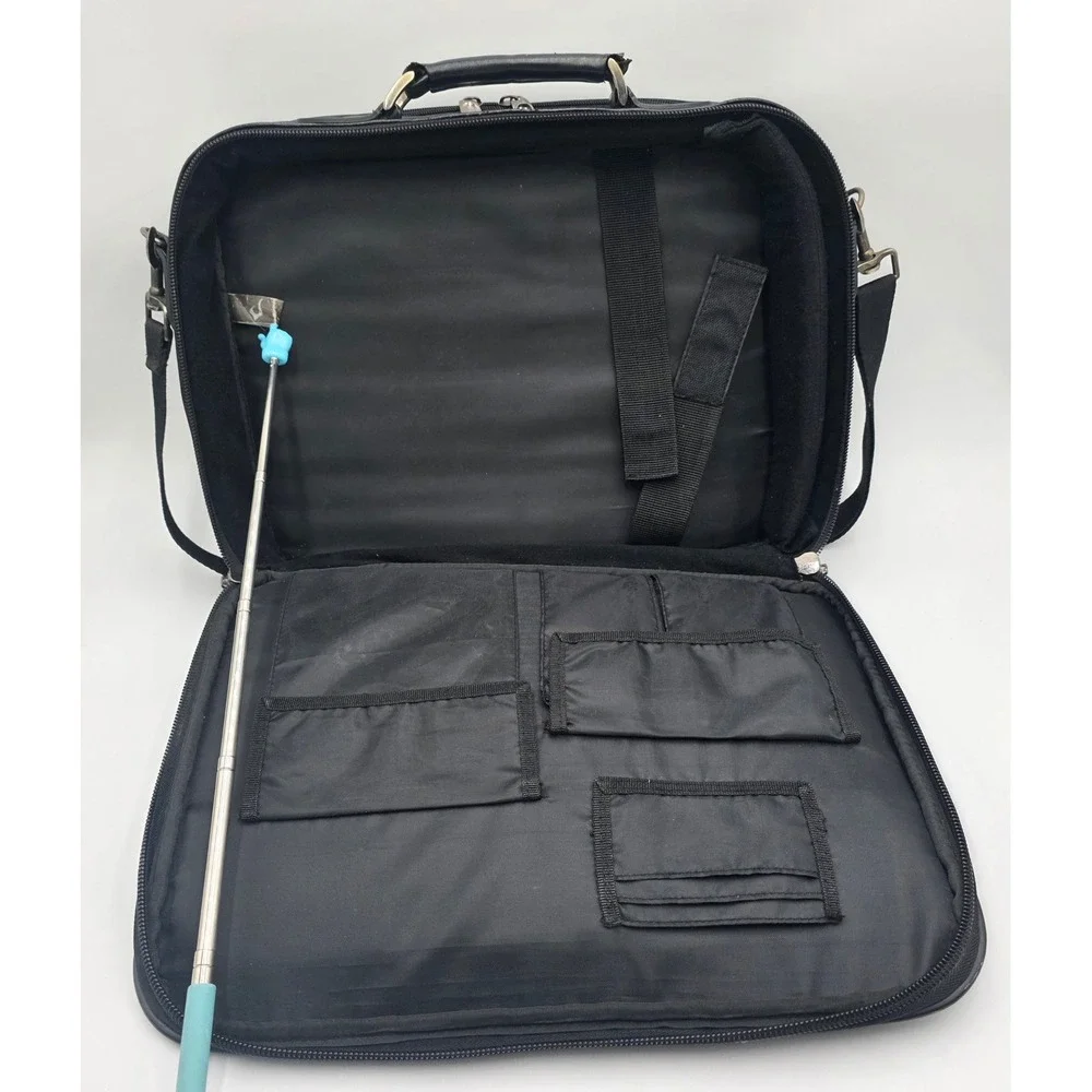 Black Faux Leather Laptop Briefcase Messenger Bag Professional Bag 15x12x6in